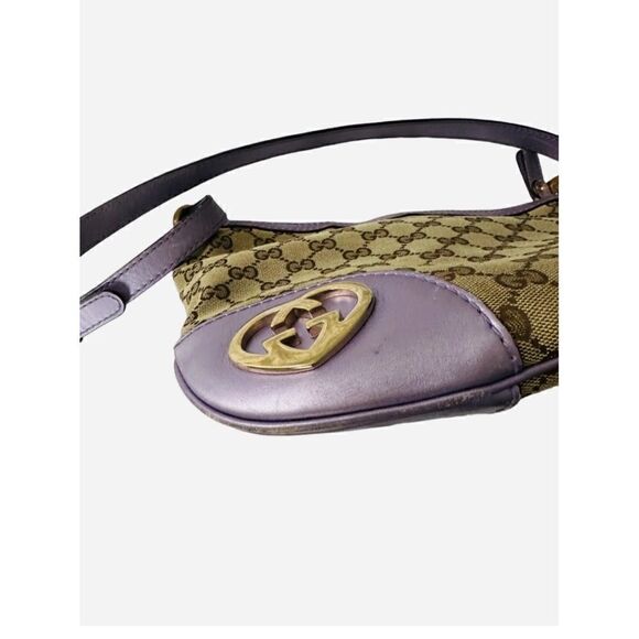 Gucci purple leather gg canvas crossbody with gold logo - Picture 2 of 10
